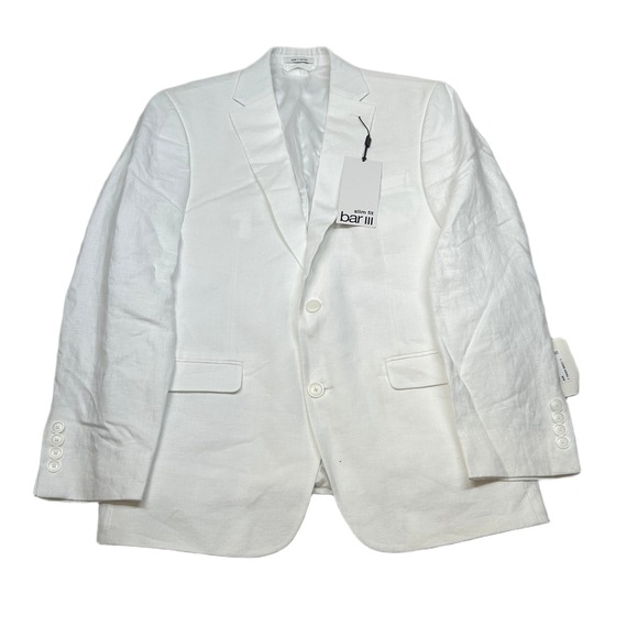 Bar III‎ Linen Sport Coat Mens 40R 40 White Slim Fit Summer Coastal $360 - Picture 1 of 12